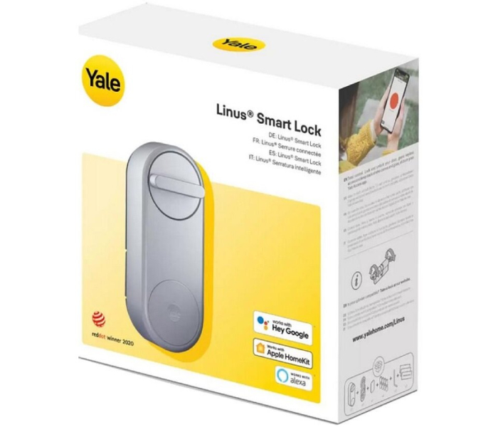 Yale Linus Smart Lock L2 Silver EFIGS 05/103210/SI Inteligentny Zamek Wi‑Fi Bluetooth Matter Auto‑Lock