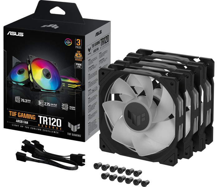 Asus TUF Gaming TR120 ARGB Fan Triple Pack 120mm PWM 77,4 CFM 3,3 mmH2O 90DA0090-B09020