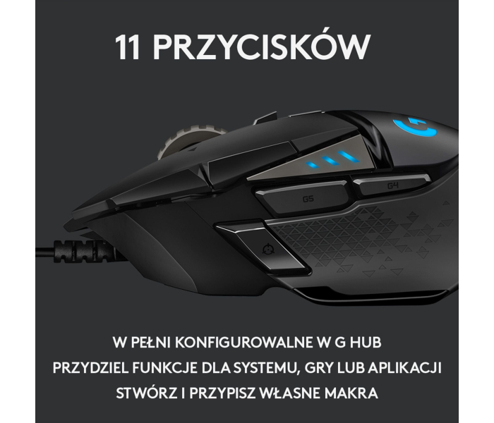 Myszka Gamingowa Logitech G502 Hero Przewodowa RGB 25600 DPI USB 910-005470