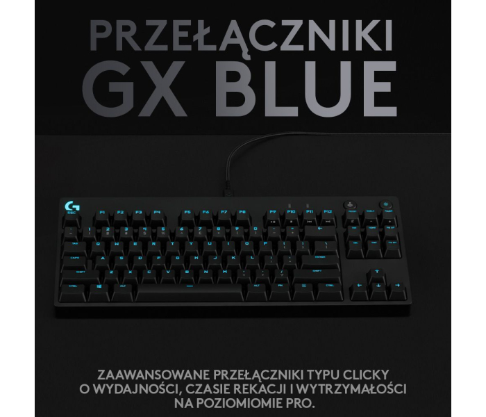 Logitech G PRO GX Blue RGB USB US Black 920-009392 – mechaniczna klawiatura gamingowa TKL