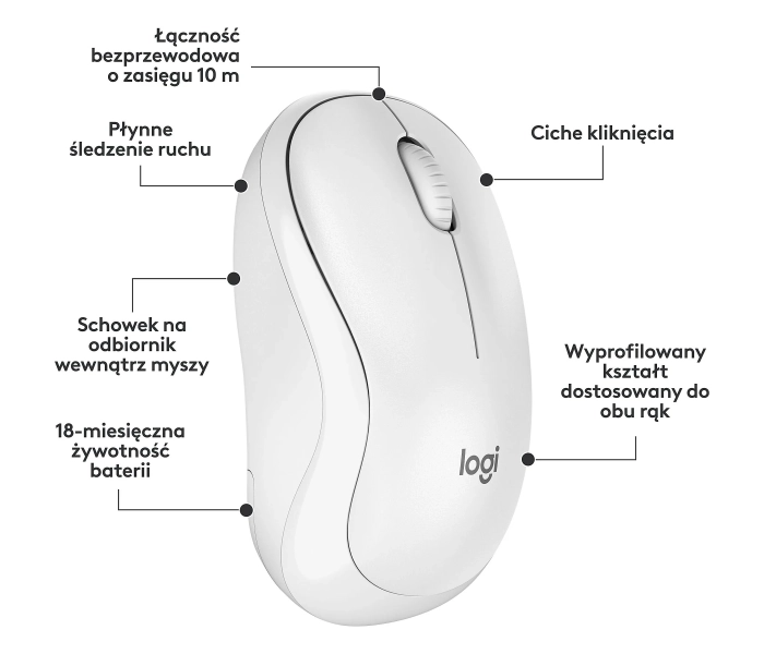 Zestaw klawiatura bezprzewodowa z myszką Logitech MK295 Biała Silent