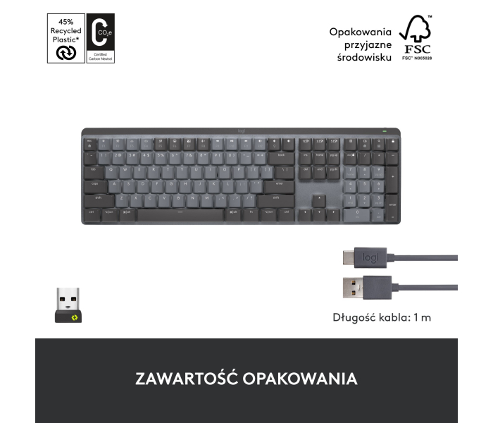 Klawiatura Mechaniczna Logitech MX Mechanical Tactile Cicha Bluetooth