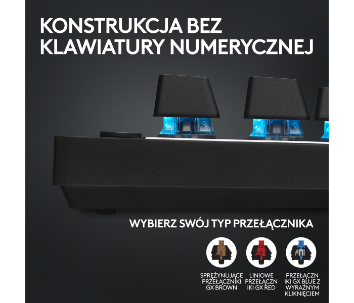 Logitech PRO X TKL LIGHTSPEED GX Brown 920-012136 – bezprzewodowa klawiatura gamingowa TKL RGB, LIGHTSPEED, Bluetooth, QWERTY
