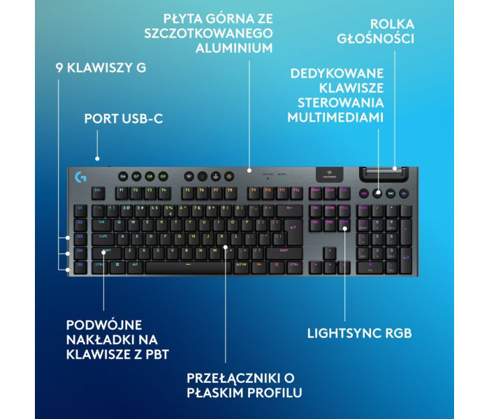 Klawiatura mechaniczna Logitech G915 X Lightspeed Tactile Low Profile RGB