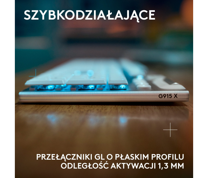 Logitech G915 X Lightspeed GL Tactile White 920-012690 – bezprzewodowa klawiatura mechaniczna RGB