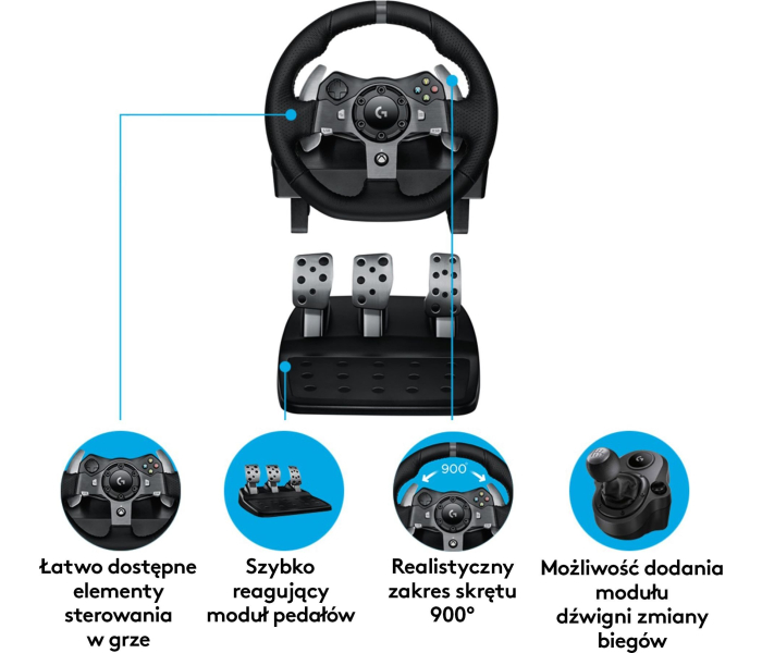 Kierownica Logitech G920 Driving Force + Skrzynia Biegów do Xbox PC