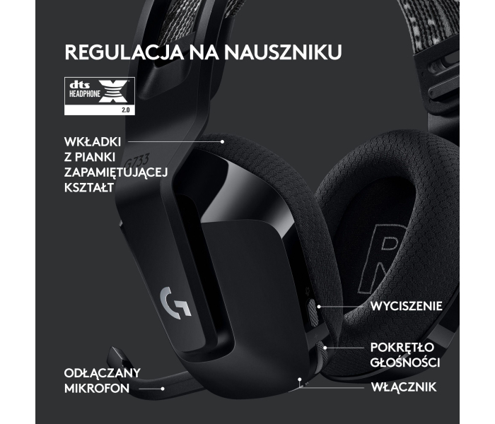 Logitech G733 LIGHTSPEED Black Bezprzewodowe Słuchawki Gamingowe RGB USB 98