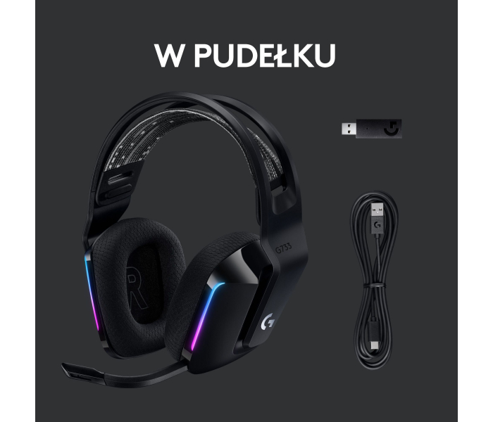 Logitech G733 LIGHTSPEED Black Bezprzewodowe Słuchawki Gamingowe RGB USB 98