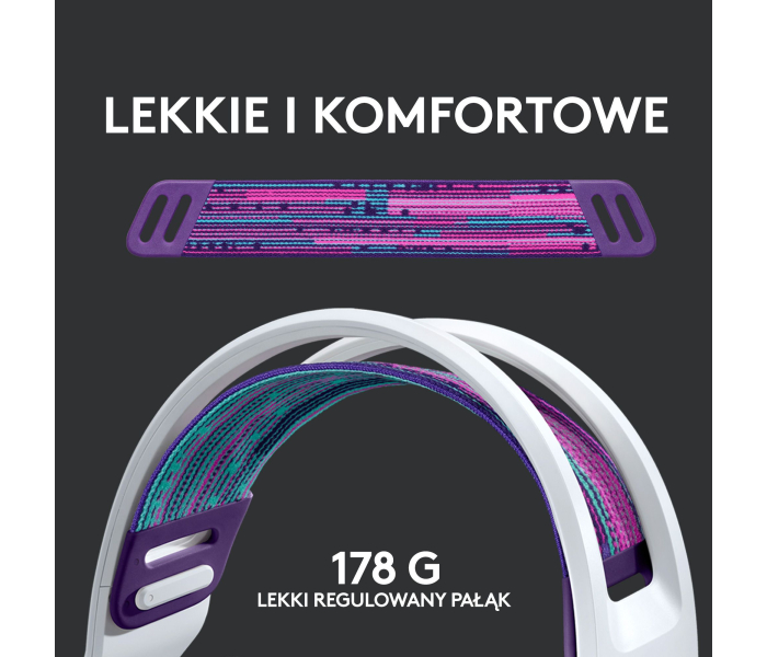 Logitech G733 Lightspeed White 981-000883 – bezprzewodowy zestaw słuchawkowy do gier RGB