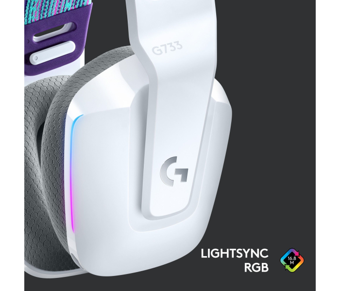 Logitech G733 Lightspeed White 981-000883 – bezprzewodowy zestaw słuchawkowy do gier RGB