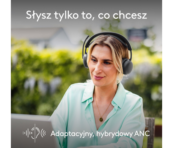 Logitech Zone Wireless 2 ES Black 981-001503 – bezprzewodowy zestaw słuchawkowy z adaptacyjną redukcją szumów ANC