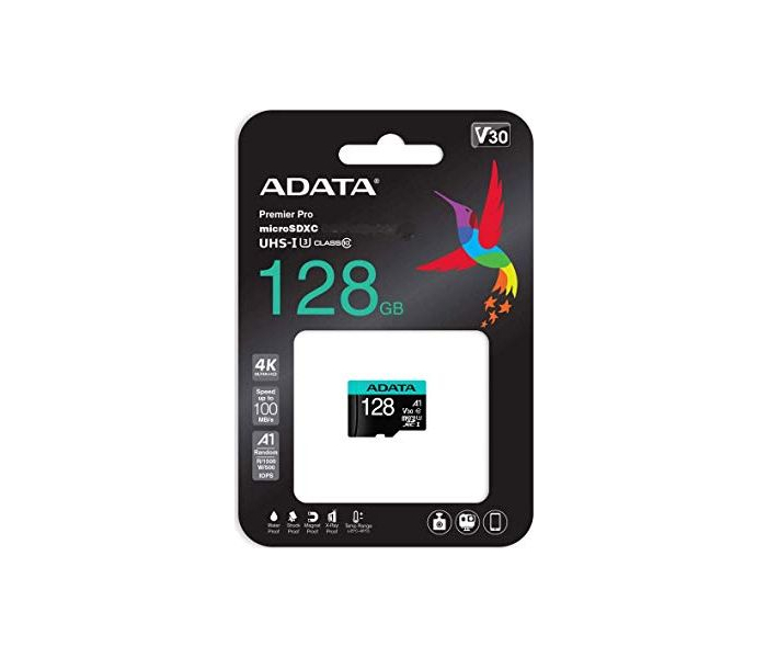 ADATA Premier Pro microSDXC 128GB UHS-I U3 V30 A2 Class 10 100MB/s AUSDX128GUI3V30SA2-RA1