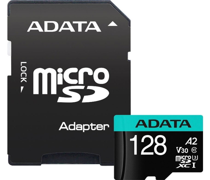 ADATA Premier Pro microSDXC 128GB UHS-I U3 V30 A2 Class 10 100MB/s AUSDX128GUI3V30SA2-RA1