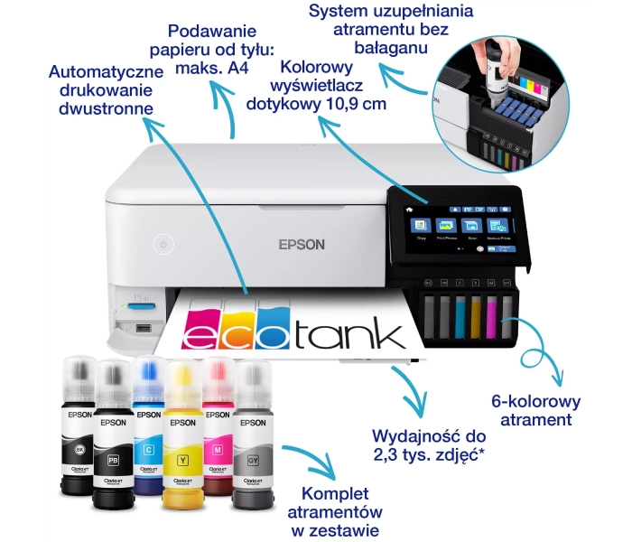 Drukarka Epson EcoTank L8160 A4 urządzenie wielofunkcyjne foto Wi-Fi 6-kolo