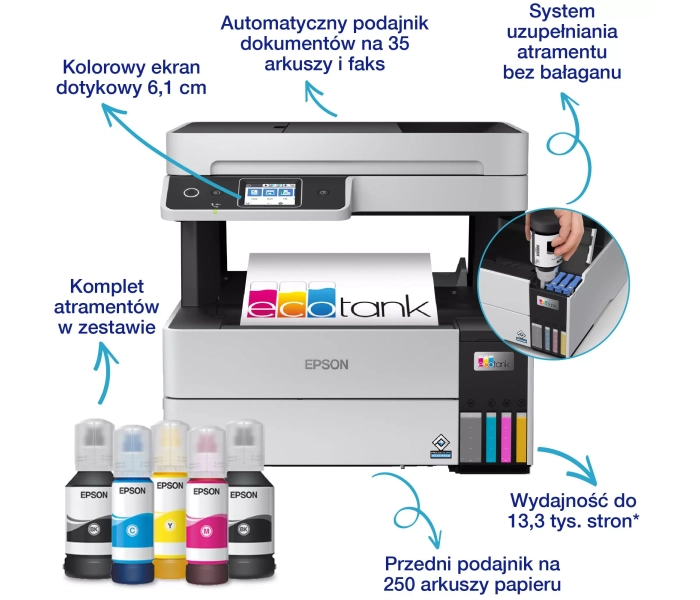 Drukarka wielofunkcyjna Epson EcoTank L6499 A4 4w1 ADF PCL PS Wi-Fi Etherne