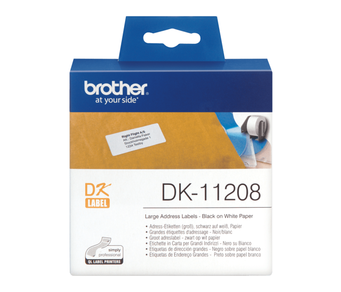 Brother DK-11208 Etykiety samoprzylepne 38x90 mm 400 szt. na rolce do drukarek QL DK11208