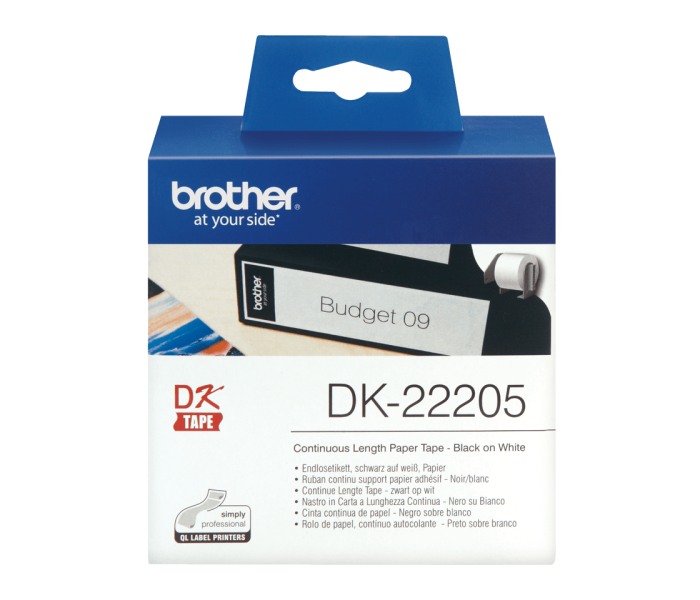 Brother DK-22205 – oryginalna papierowa taśma ciągła 62 mm × 30,48 m DK22205