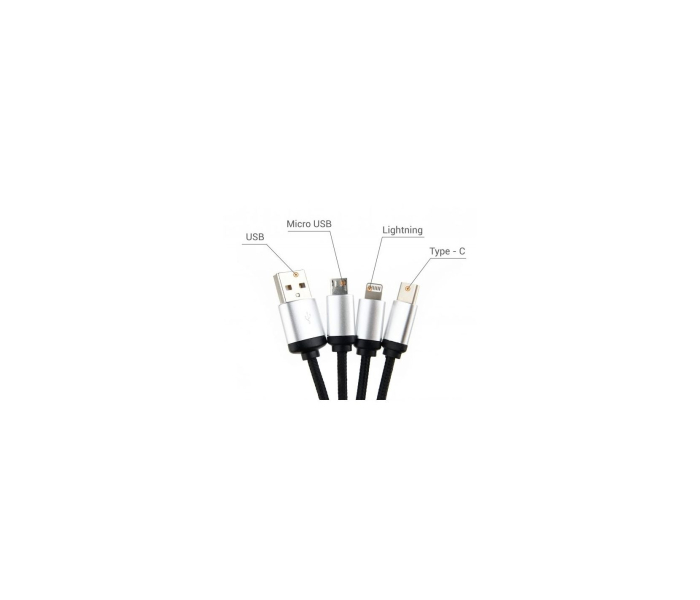 Kabel 3w1 Canon Podświetlane Logo LED USB-C Lightning Micro USB 2A Czarny