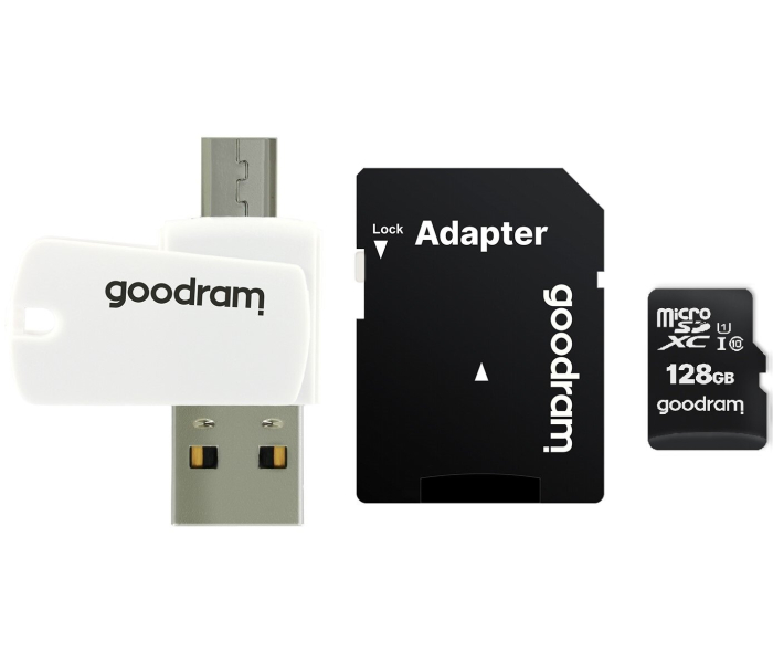 GoodRam All in One M1A4-1280R12 microSDXC 128GB Class 10 UHS-I U1 z adapterem i czytnikiem