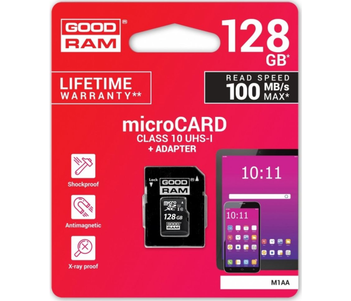 GoodRam M1AA-1280R12 128GB microSDXC Class 10 UHS-I U1 z Adapterem