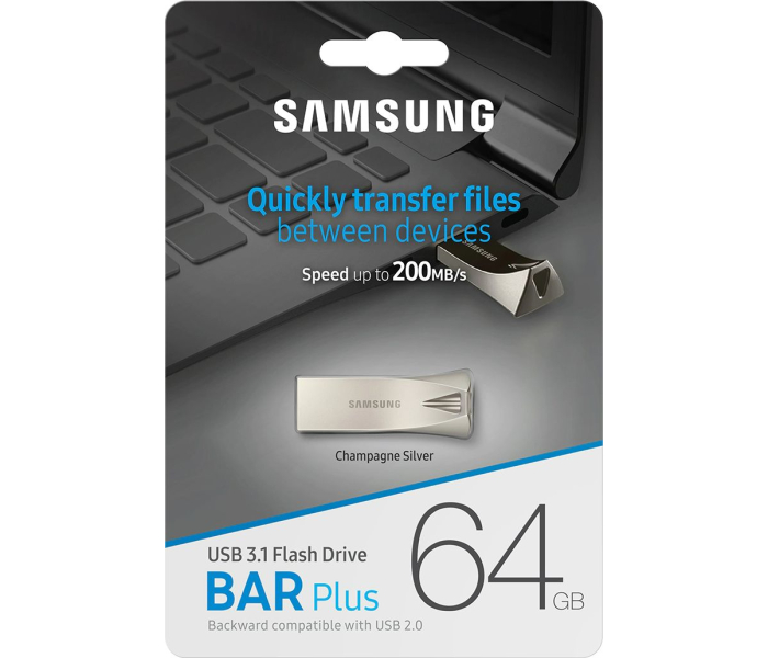 Pendrive Samsung BAR Plus 64GB USB 3.1 Metalowy Srebrny MUF-64BE3/APC