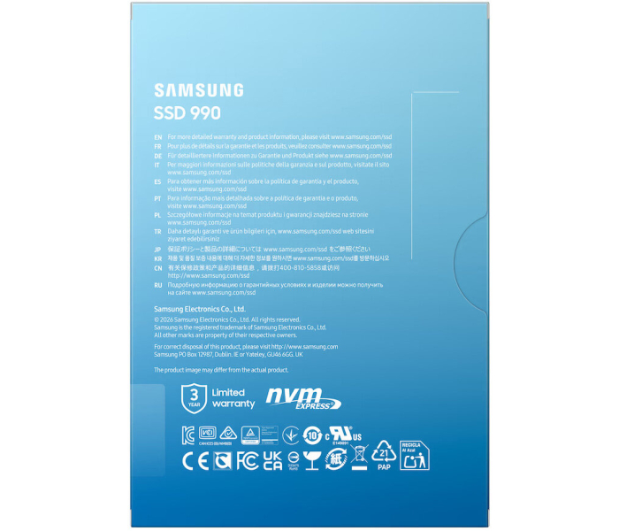 Samsung SSD 990 1TB M.2 2280 PCI-E x4 Gen4 NVME MZ-V9V1T0BW