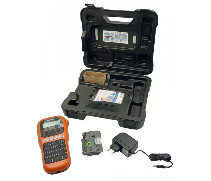 Drukarka etykiet Brother PT-E110VP - PTE110 +TZe-FX221 + walizka + zasilacz PTE110VPYJ1