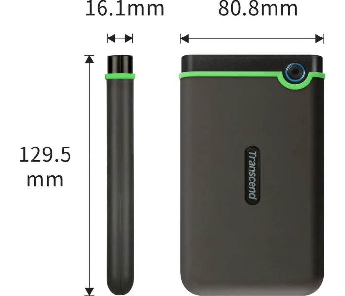 Transcend StoreJet 25M3S 2TB Dysk Zewnętrzny HDD USB 3.1 Gen1 Szary TS2TSJ25M3S Odporny