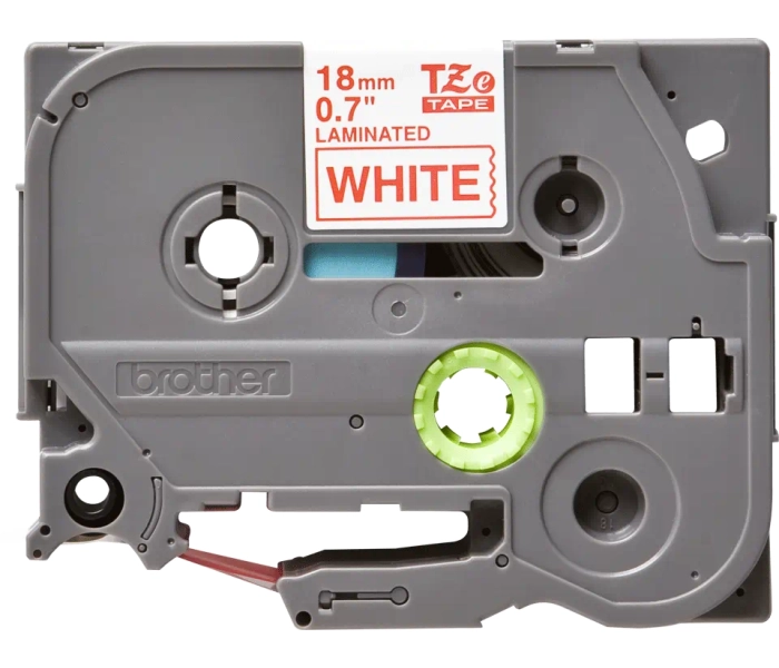 Taśma Brother TZe-242 18mm 8m Czerwony Nadruk Białe Tło Laminowana Oryginał