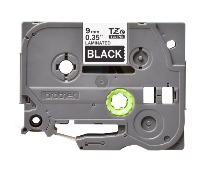 Taśma Brother TZe-325 laminowana 9mm/8m biała czarny nadruk do drukarki