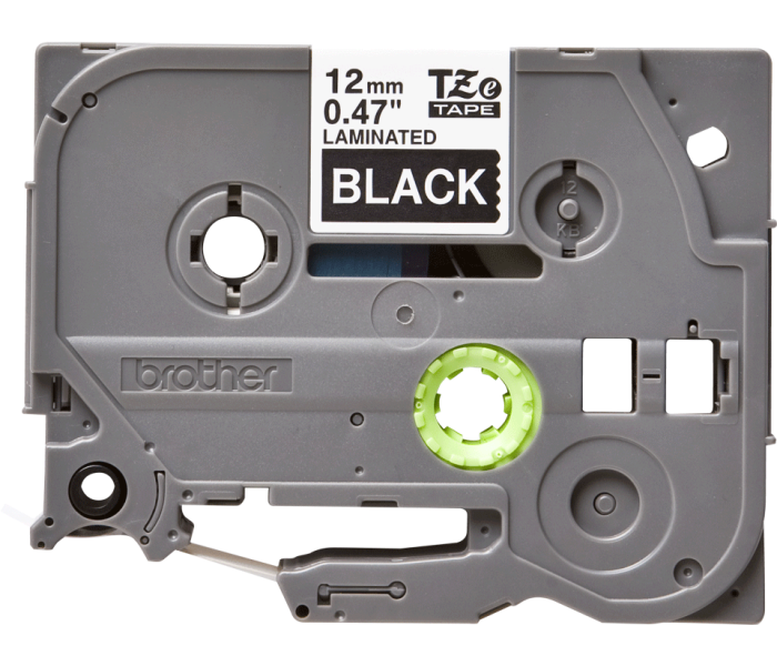 Taśma do drukarki Brother TZe-335 12mm biały nadruk czarne tło laminowana