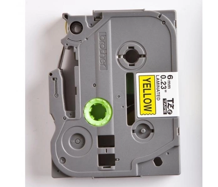 Taśma Brother TZE-611 TZE611 6mm czarny druk żółte tło laminowana 8m TZ-611