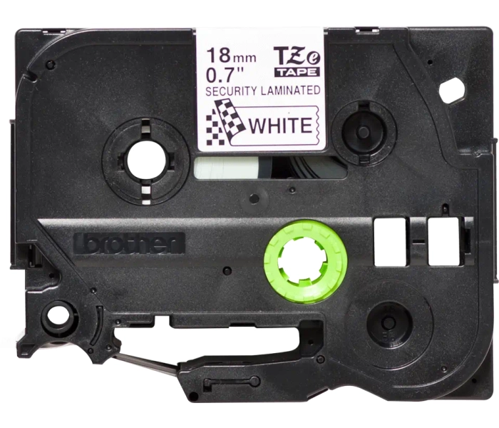 Taśma Brother TZE-SE4 18mm 8m czarny na białym laminowana plombująca wkład