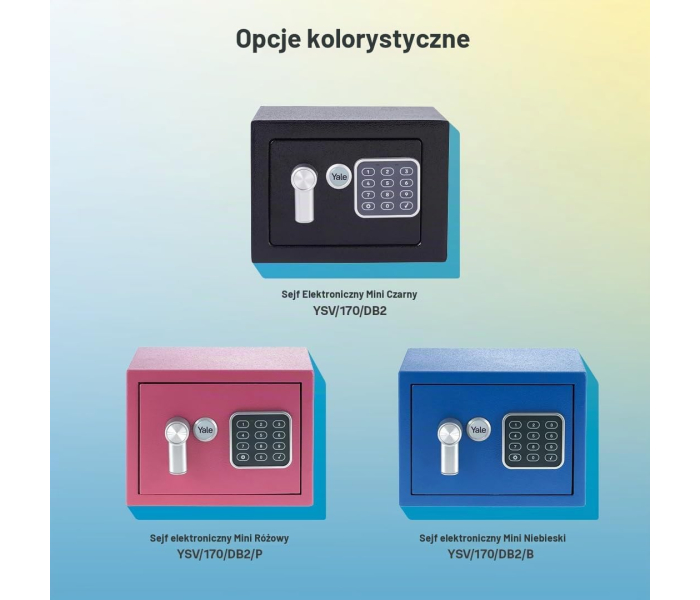 Yale Sejf Value Mini YSV/170/DB2/P 3,8 l elektroniczny różowy