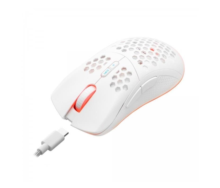 Mysz gamingowa bezprzewodowa Nemesis M700 akumulator 8000 DPI 7P RGB LED programowalne przyciski biała-3322396