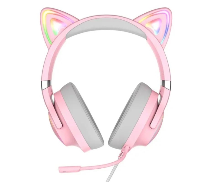Słuchawki gamingowe X30 kocie uszy różowe (przewodowe)-3430561