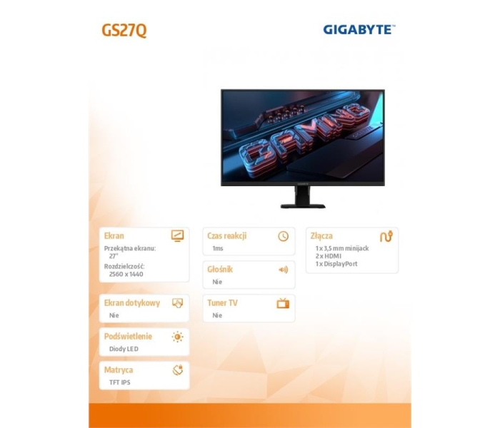 Monitor 27 cali GS27Q IPS QHD HDMI DP 165HZ-3478274