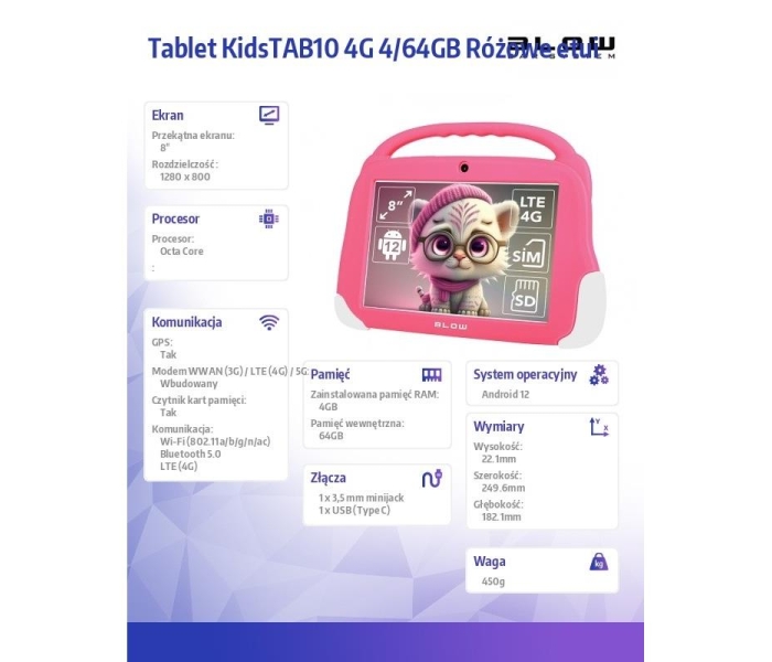 Tablet KidsTAB10 4G 4/64GB Różowe etui-3486323