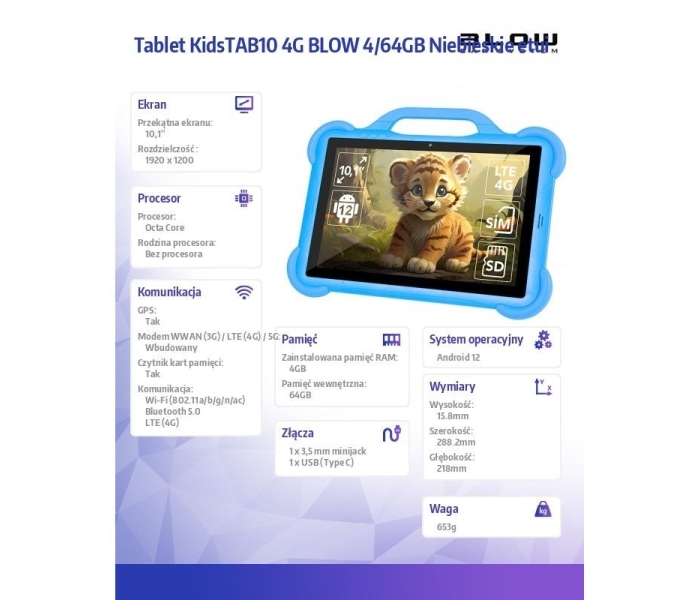 Tablet KidsTAB10 4G BLOW 4/64GB Niebieskie etui-3486330