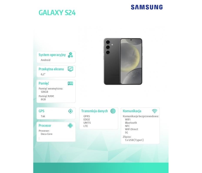 Smartfon GALAXY S24 5G 8/128GB Enterprise Edition Czarny-3490199