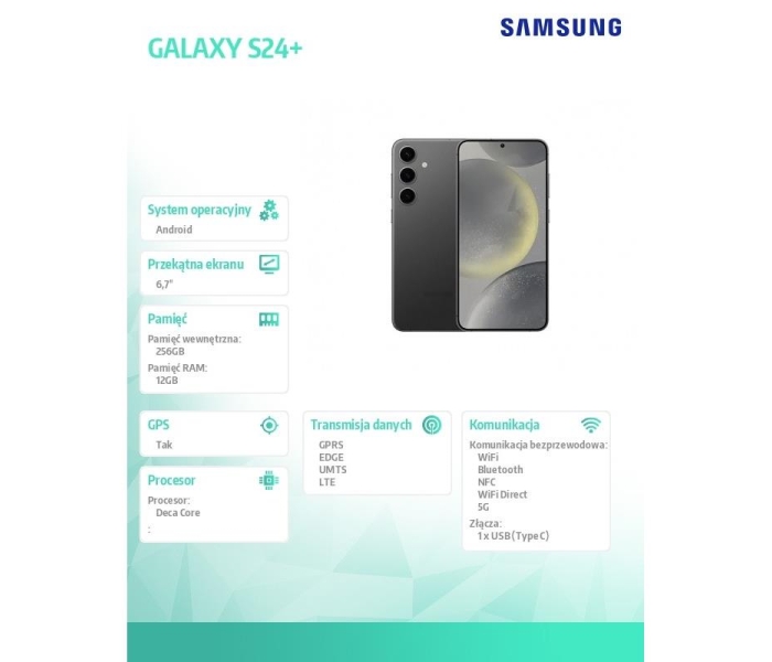 Smartfon GALAXY S24+ 5G 12/256 GB Czarny-3490219