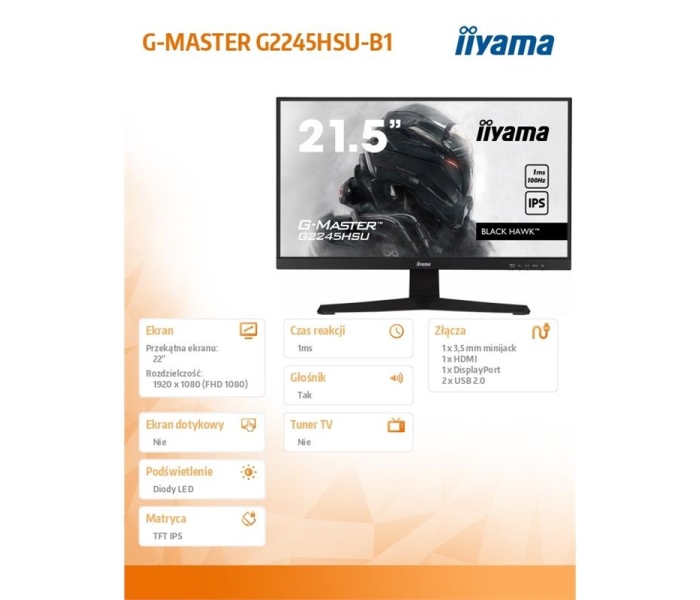 Monitor 22 cale G2245HSU-B1 IPS,FHD,100Hz,1ms,2xUSB,HDMI,DP,2x2W, FreeSync-3491662