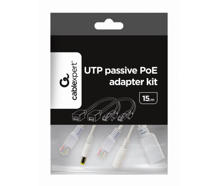 Adaptery PoE Gembird PP12-POE-0.15M-W UTP 15 cm białe 2 szt.