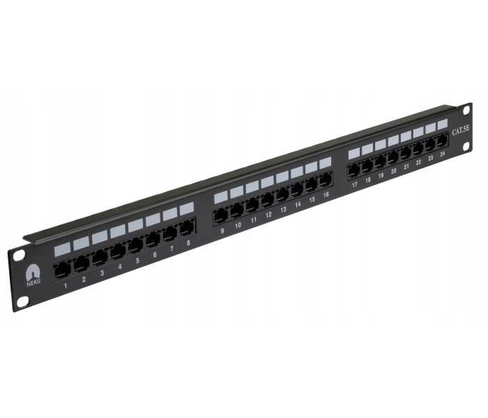 Patchpanel kat.5e 19" 24p UTP z półką 1U Neku 22.0002